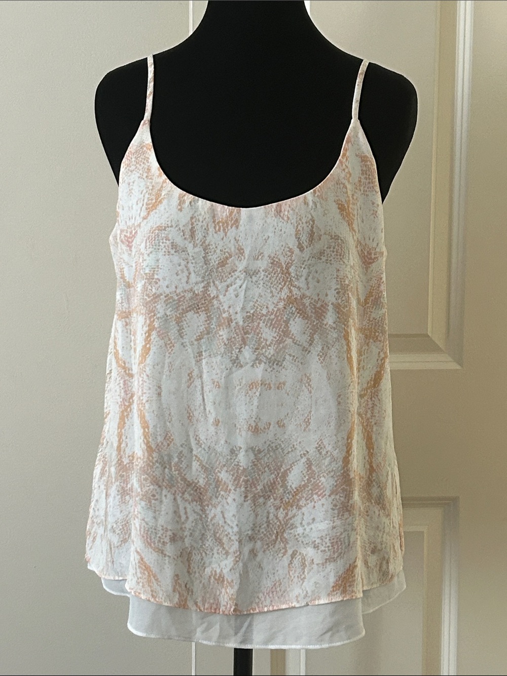 Rachel Zoe White and Peach Printed Layered Camisole